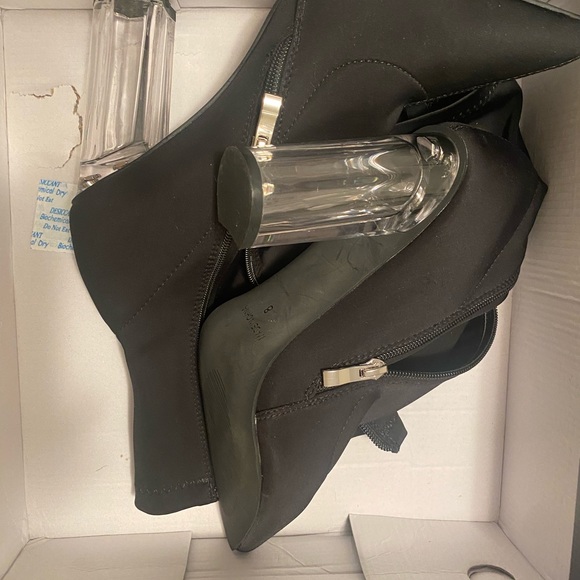 PLT Black Clear High Heel Sock Boot - Picture 2 of 7